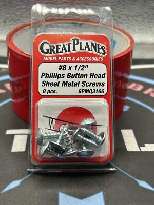 Great Planes. GPMQ3166 #8 x 1/2'' Phillips Button Head Sheet Metal Screws