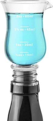 Final Touch 2 oz. Glass Hurricane Jigger & Stopper Measure Cup (993)