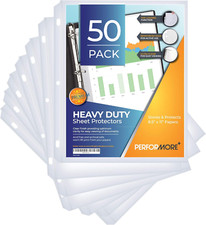 50 Sheet Protectors, Heavy Duty 8.5 X 11 Inch Clear Page for 3 Ring Binder, P...