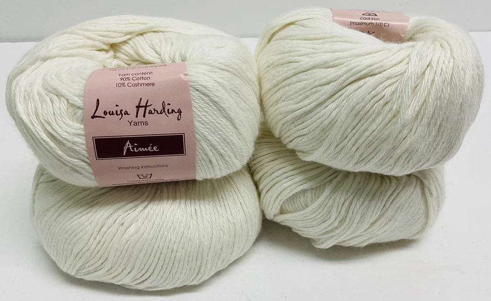 Louisa Harding Aimee Cotton/Cashmere Yarn Lot of 2 Cream Sport New Vintage - Image 4 of 4