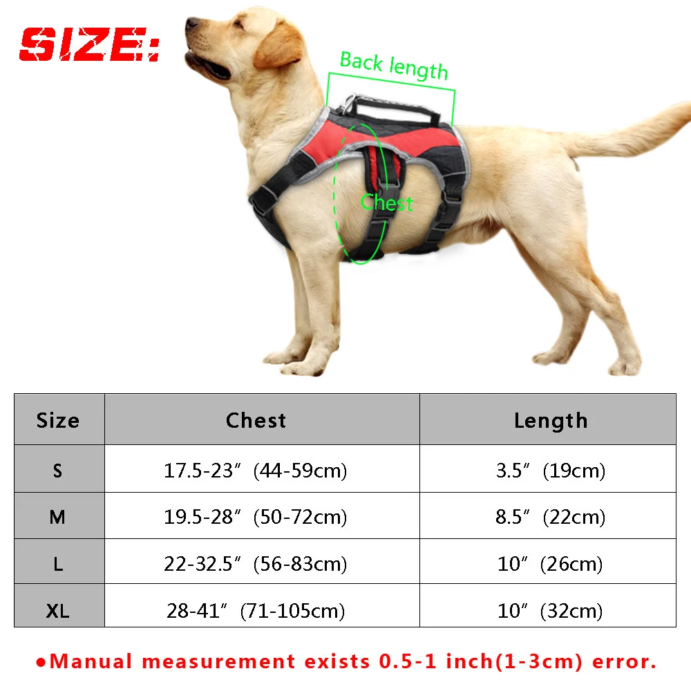 Dog Harness Reflective No Pull Quick Fit Large Dog Vest & Lift Handle Nylon Vest
