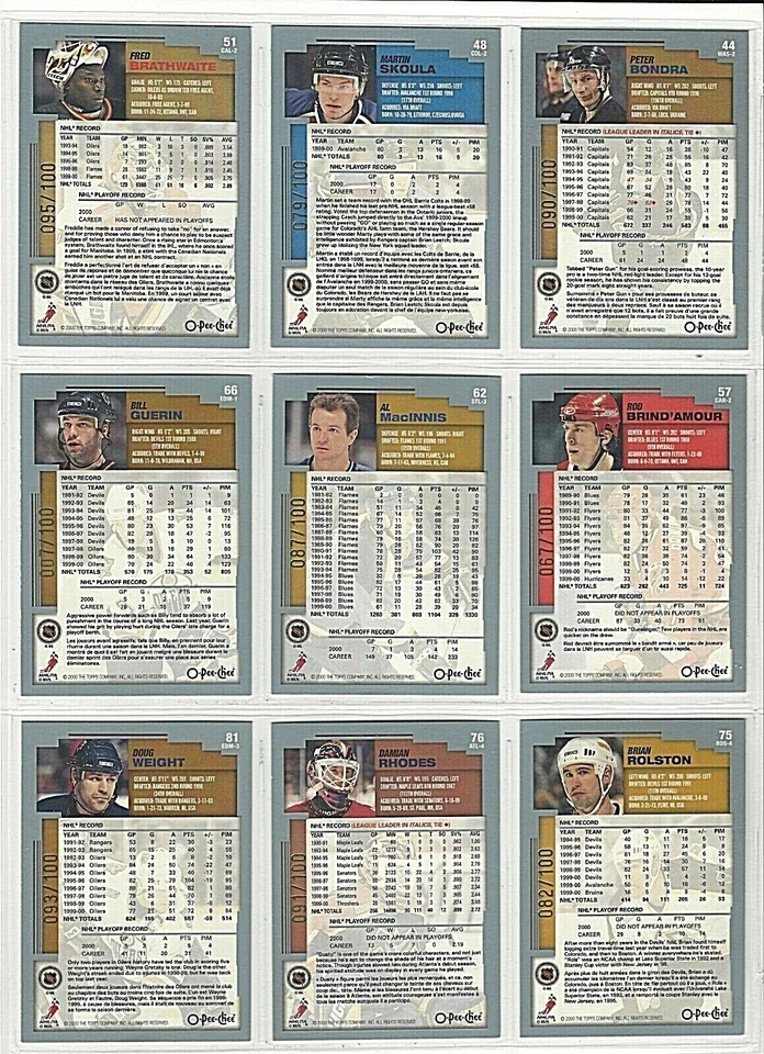 2000-01 Topps O-PEE-CHEE FOIL PARALLELS (Stars & Goalies) SN100 - Pick From List - Image 4 of 4