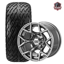 12" Ninja Gun Metal Golf Cart Wheels and Tires Combo (215/35-12) Set of 4