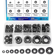 Ruipaba 265 PCS Internal Tooth Star Lock Washers 9 Size Push On Locking Washe...