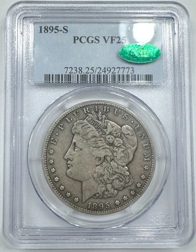 1895-S Morgan Silver Dollar PCGS VF25 CAC Green Bean