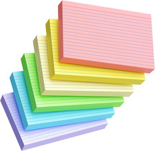 Colored Index Cards 5X8, 120 Count, 6 Color Large Index Cards Ruled, Flash Cards