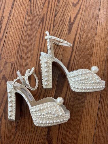 Jimmy Choo Sacaria 120mm Pearl Stud Heels - Size 38