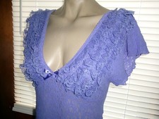 Vintage Nightgown Cinema Etoile PURPLE Negligee NYLON Lacey Sz Med USA