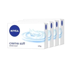 Nivea Creme Soft Soap | Gentle Cleansing Bar For Hands & Body -- 125 g ×  4 pcs