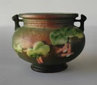 ROSEVILLE GREEN FUCHSIA ART POTTERY SMALL JARDINIERE VASE #645-3