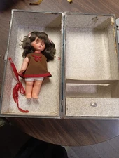 Vintage Gateway Luggage Doll Trunk Suitcase Blue Vinyl