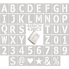 4 Inch Letter Stencils and Numbers: 42 PCS Large Alphabet  Numbers 4 inch