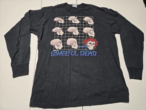 Vintage 90s Grateful Dead XL Shirt Evolution Long Strange Trip Liquid Blue Flaws
