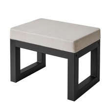 16 Inch Small Foot Stool Ottoman, Rectangle Linen Foot Rest with Padded Seat ...