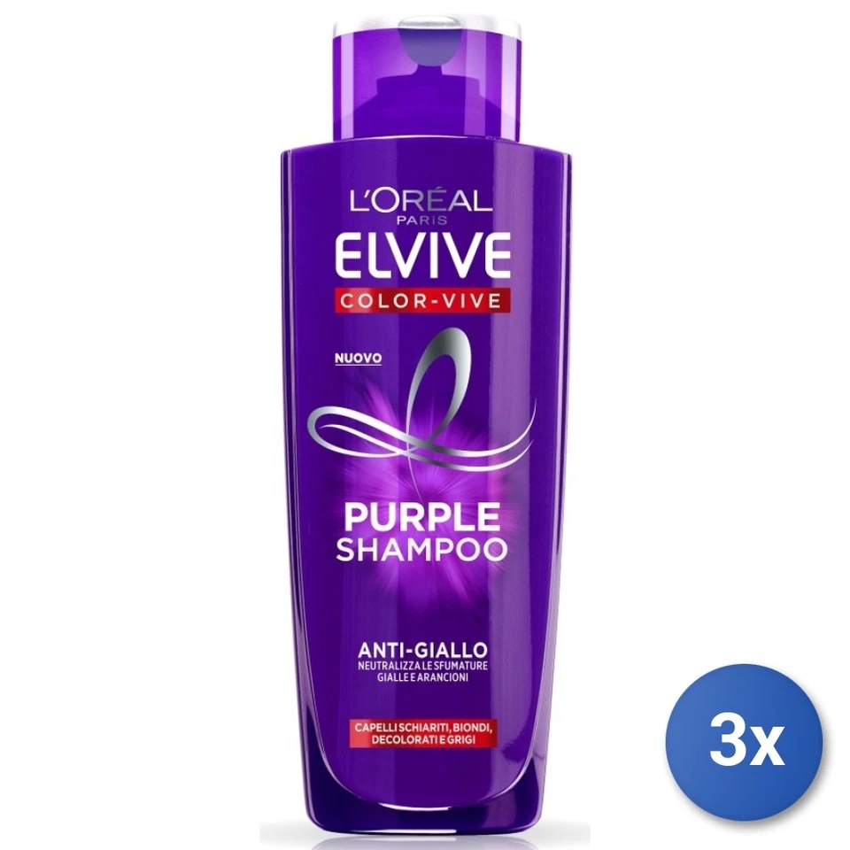 3x L’Oréal Paris Elvive Color-Vive Lila Shampoo, 200 Ml - Bild 1 von 3