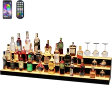 Mesallup Acrylic 60 Inch 3 Tier Detachable LED Lighted Liquor Bottle Display She