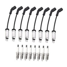 Set of 8 Spark Plug with Wires 8 Black Wire Sets and 8 Platinum Sparks Plugs