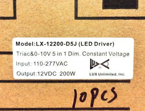 (10 CONFEZIONI) DRIVER LED 200W 5-in-1 DIMMERABILE 12V TENSIONE COSTANTE UL-Listed - Foto 5 di 5