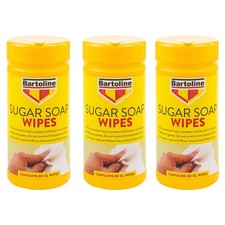 3x Bartoline Sugar Soap Wipes Grease Dirt Nicotine Remover Rinse-Free 80 XL Pcs