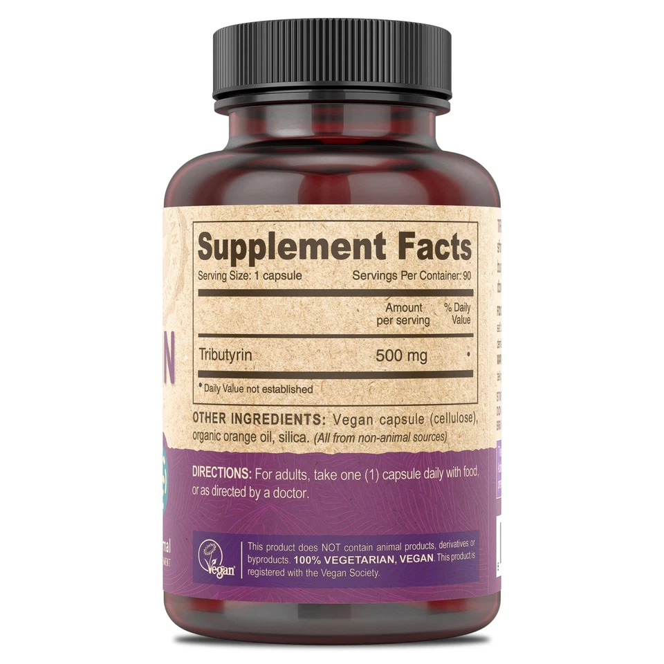 DEVA Vegano Tributyrin Suplemento - Butirato Precursor Barrera Intestinal Apoyo Pero... Foto 2 de 4