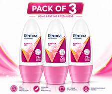 Pack of 3 Rexona Powder Dry Roll On Deodorant Women 72H Odour Protection