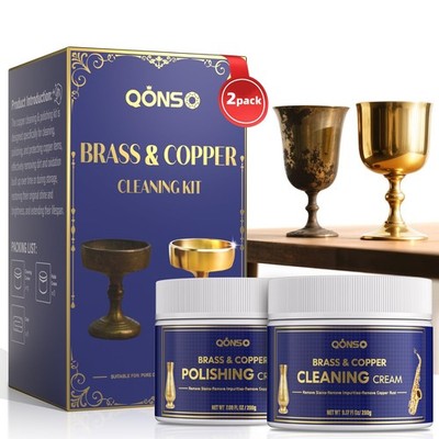 Brass Polish Cream Cleaner Kit  Instant Shine & Tarnish Removal Metal Brightene
