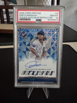 2025 Topps Pristine Italics Shota Imanaga #I-SI Blue Refractor /75 PSA 10 POP 1