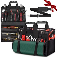 Heavy Duty Tool Bag 17-Inch, Father's Day Gift 27-Pocket Tool Tote with Tool ...