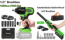 Brushless Cordless Wrench Combo 1/2" 1000N.m Impact Wrench, 3/8"  70N.m Ratchet