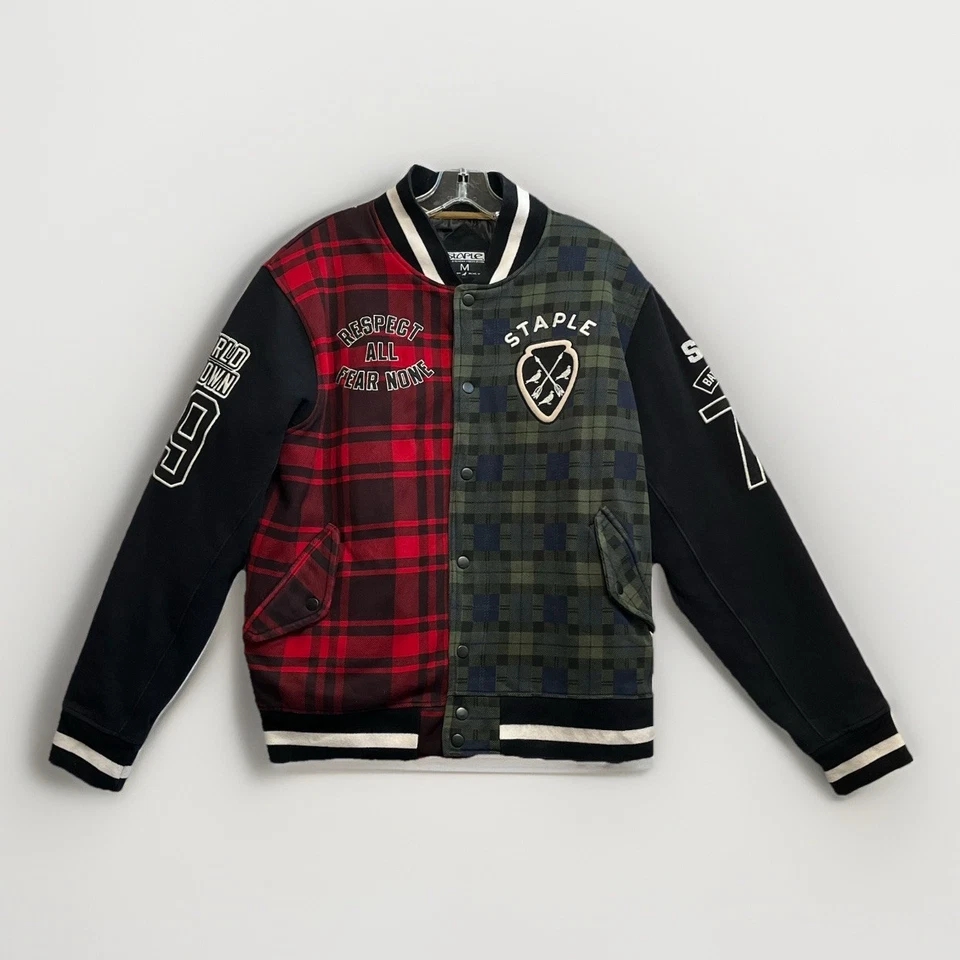 Chaqueta universitaria Staple Pigeon para hombre talla M roja/verde a cuadros Foto 3 de 4
