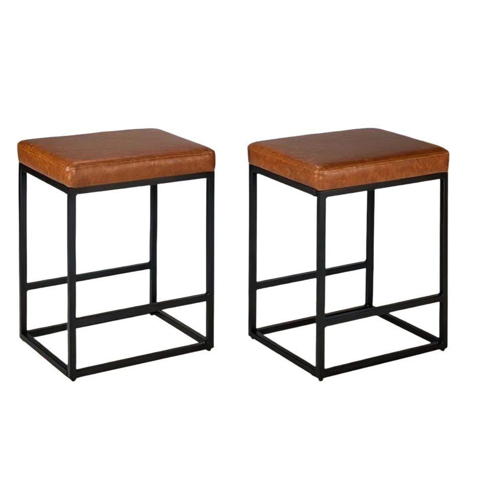 Home Counter Height 24" Bar Stools for Kitchen Counter Backless Modern Set of 2 - Image 3 of 4