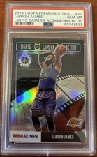 2019-20 Hoops Premium Stock Lebron James Lights Camera Action Holo #20 PSA 10