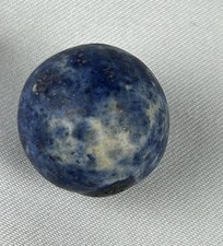 Vintage German Bennington Hard Clay Blue Marble 0.66" White