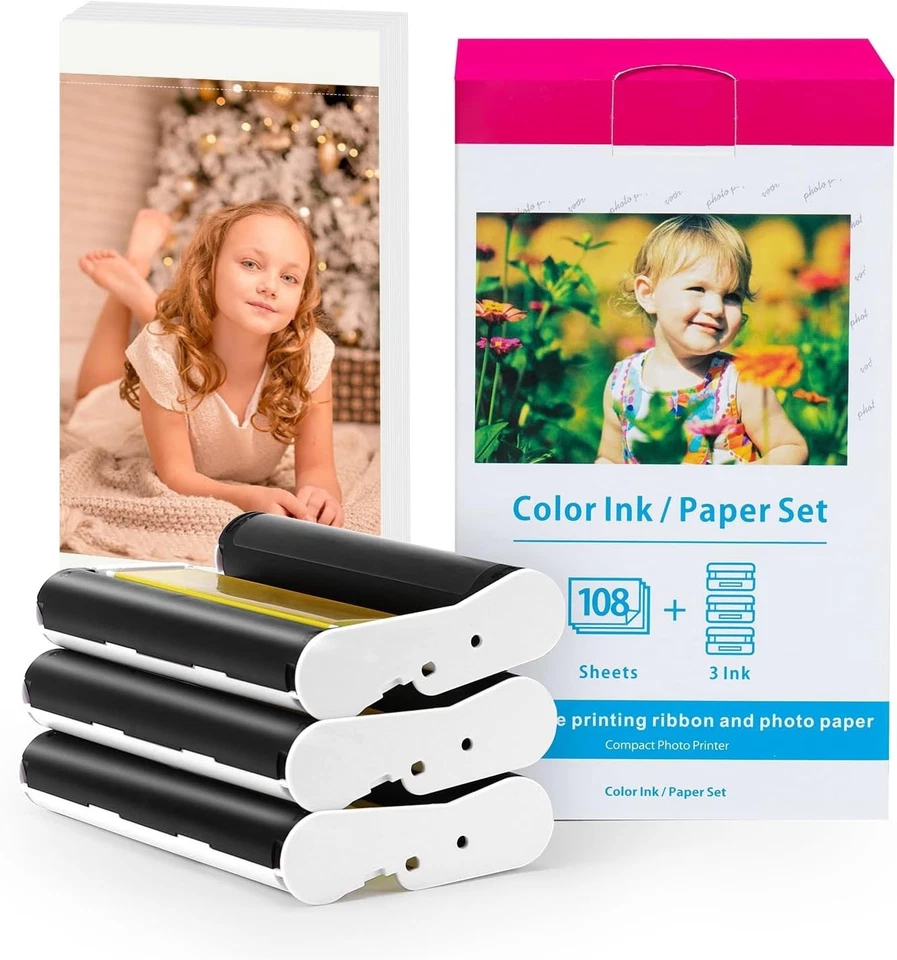 Papel fotográfico y tinta de secado rápido 4x6 para impresoras Canon Selphy CP1300 - 108 hojas Foto 3 de 4