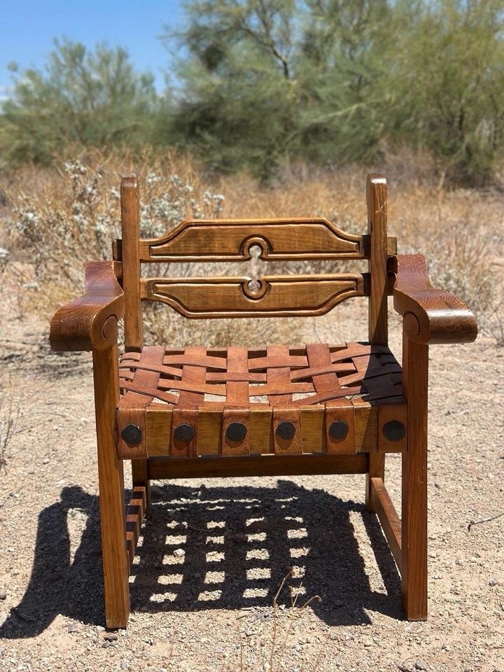 复古 Artes de Mexico Internacionales SA William Spratling 风格皮革扶手椅 — 第 2/4 张图片