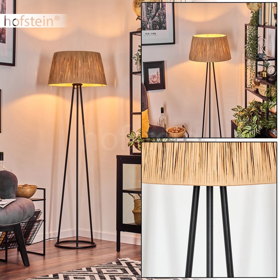 Hofstein Mila Metal/Bast Floor Lamp in Black/Beige Living Room Floor Lamp - Image 3 of 4