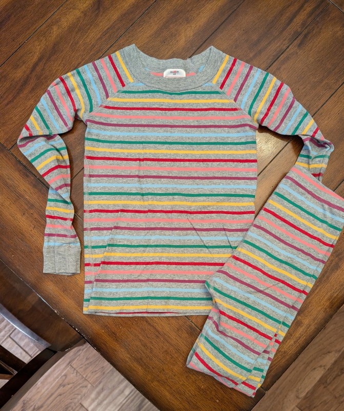 HANNA ANDERSSON GIRLS SIZE 8 RAINBOW STRIPE PAJAMA SET