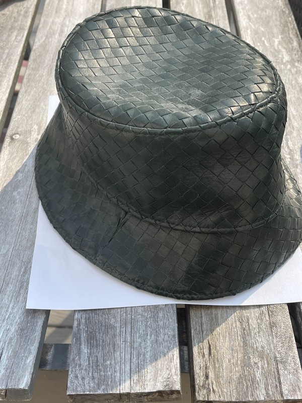 Green Bottega Veneta Bucket Hat Intrecciato Leather