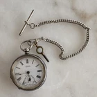 Kay's Triumph Swiss Made Full Hunter Silver Pocket Watch Roman Dial Chain