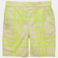 Burberry Kids BeigeNeon Checks Cotton Travard Shorts 14Yrs