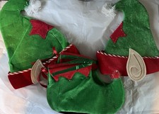 2 Adult Santa's Elf Hat Felt Large Pointed Ears Green Red And One Pair Of Shoes