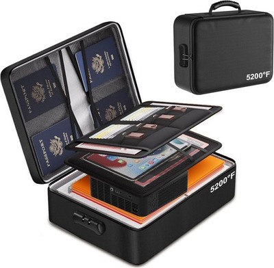 Polaring Fireproof Document Box, MultiLayer Heat Insulated Fire and waterproo...