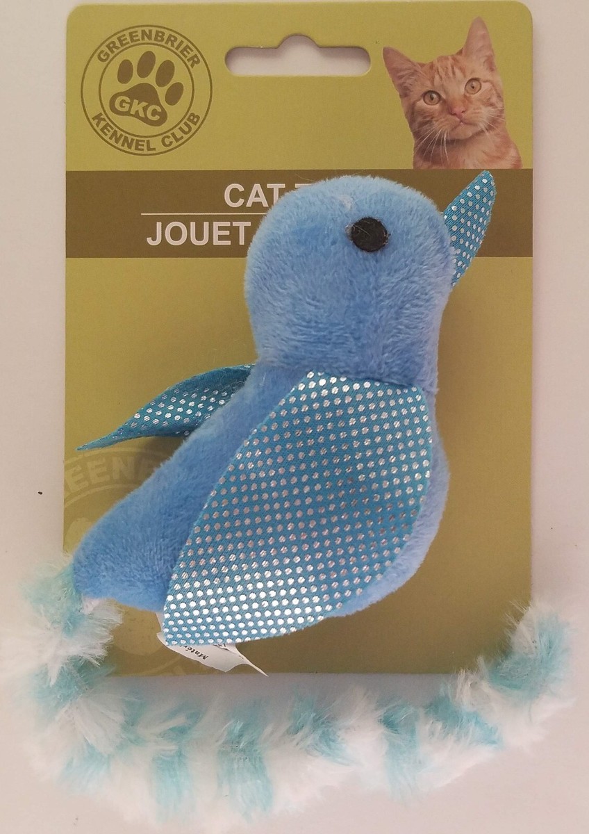 Plush Kitten Cat Toys Birds with Reflective Wings, Rattles & Long