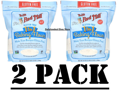 2 PACK - Bob's Red Mill Gluten Free 1 to 1 Baking Flour 44 oz (Total 88 oz)