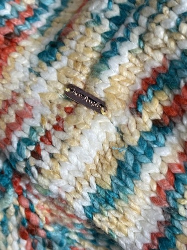 Free People Knit Space Dyed Beret Slouchy Fit Confetti Red Blue O/S NWOT $36 - Picture 7 of 7