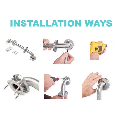 Shower Grab Bar Knurled Grip | Made of 304 Stainless Steel | Holds Upto 400 lb - Picture 17 of 63