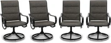 Patio Dining Chair Set of 4 Metal Outdoor Swivel Chairs High Back Armchairs