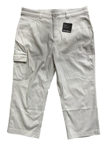 $65 EDDIE BAUER Women’s Tech Capri Pants Cargo Nylon Stretch-Pumice-Size: 10-NEW