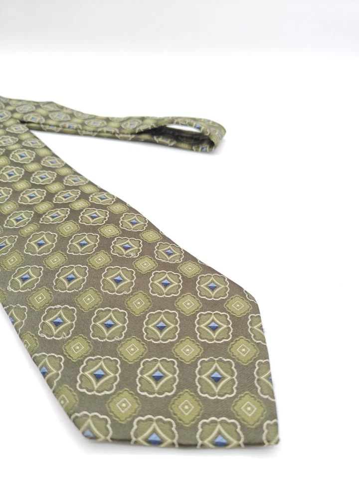 🇺🇲 John W Nordstrom Mens Green Geometric Silk Tie Made In USA 59x3 5/8 - Image 2 of 4