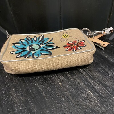 COACH Limited Edition Straw Floral Bumble Bee Pochette Small Purse